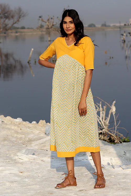 Sootisyahi 'Mustard Weave' Cotton Dress - Image 3