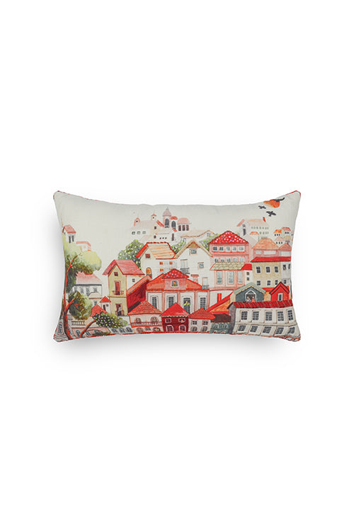 Onset Homes Nagari Hand Embroidered Cushion-Rust - Image 3