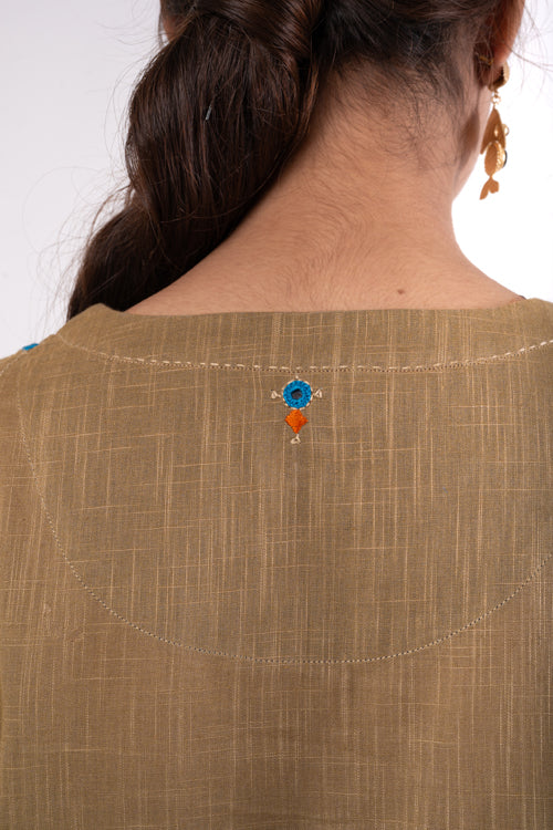 Rangsutra Naman Beige Soof Hand Embroidered Straight Kurta - Image 11