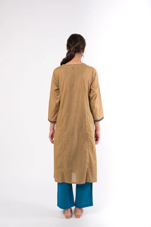 Rangsutra Naman Beige Soof Hand Embroidered Straight Kurta - Image 13