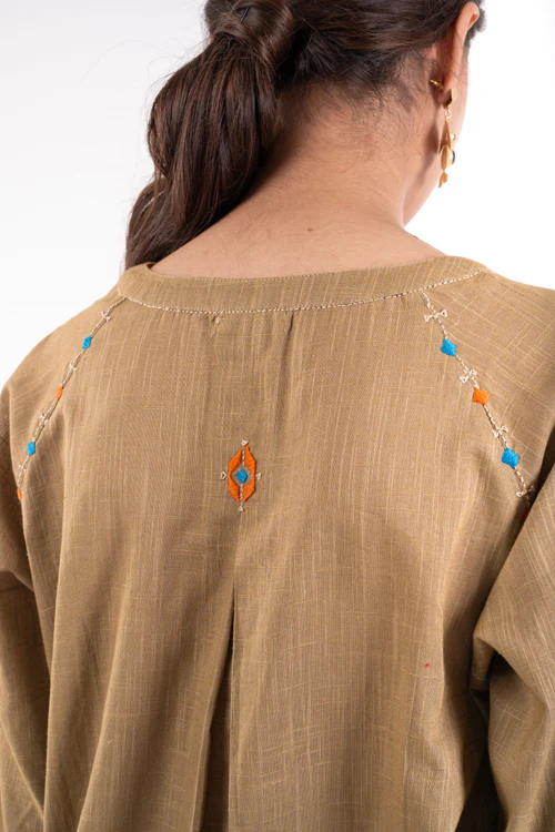 Rangsutra Naman Beige Soof Hand Embroidered Top - Image 11