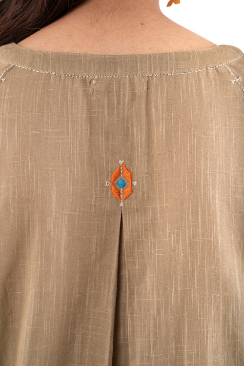 Rangsutra Naman Beige Soof Hand Embroidered Top - Image 12