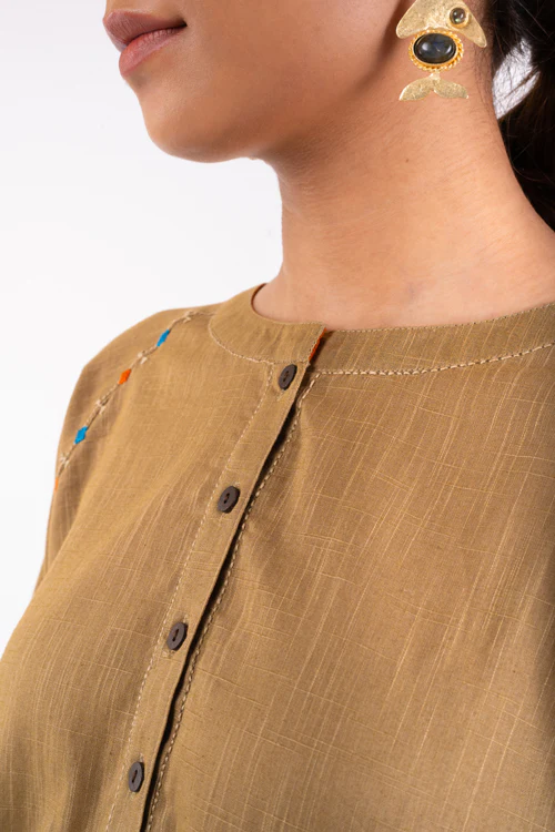 Rangsutra Naman Beige Soof Hand Embroidered Top - Image 8