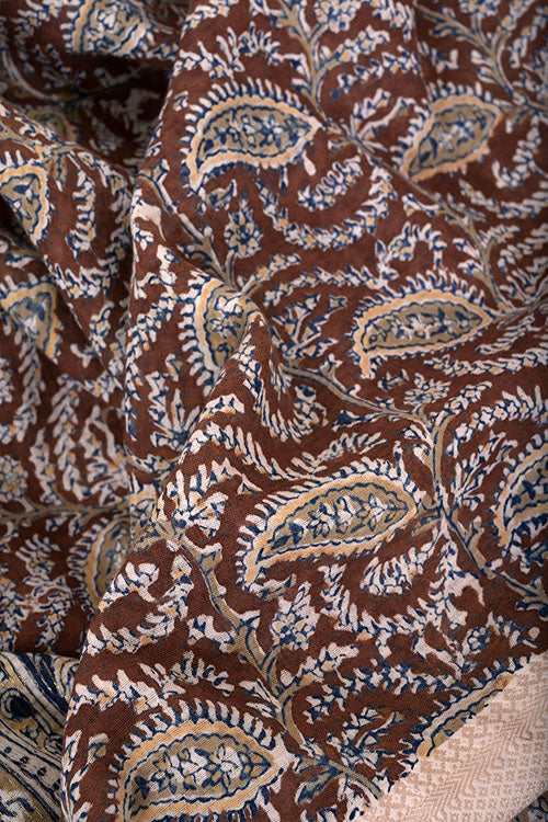 Natural Dye Block Print Cotton Sari-1 - Image 2
