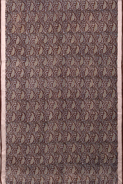 Natural Dye Block Print Cotton Sari-1 - Image 4