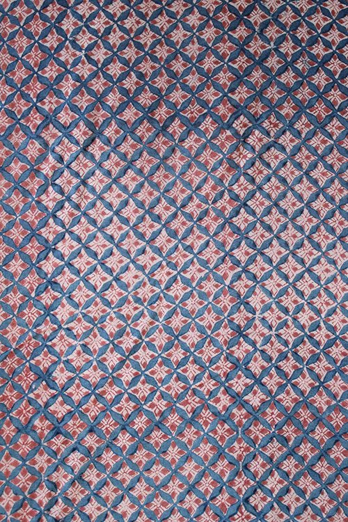 Creative Bee Natural-Dye-Block-Print-Silk-Fabric (0.5 Meter)