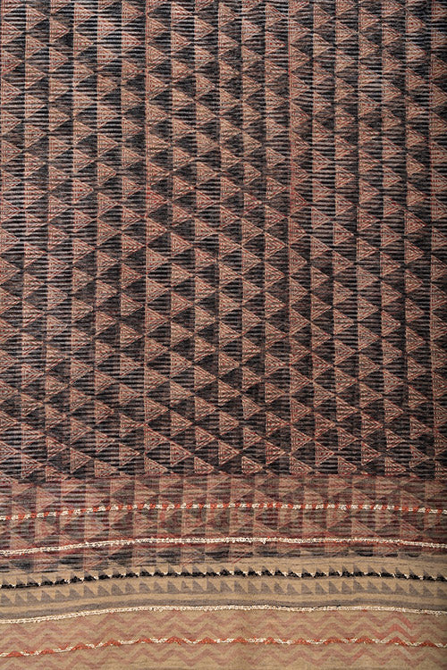 Natural Dye Block Print Silk Sari - Image 3