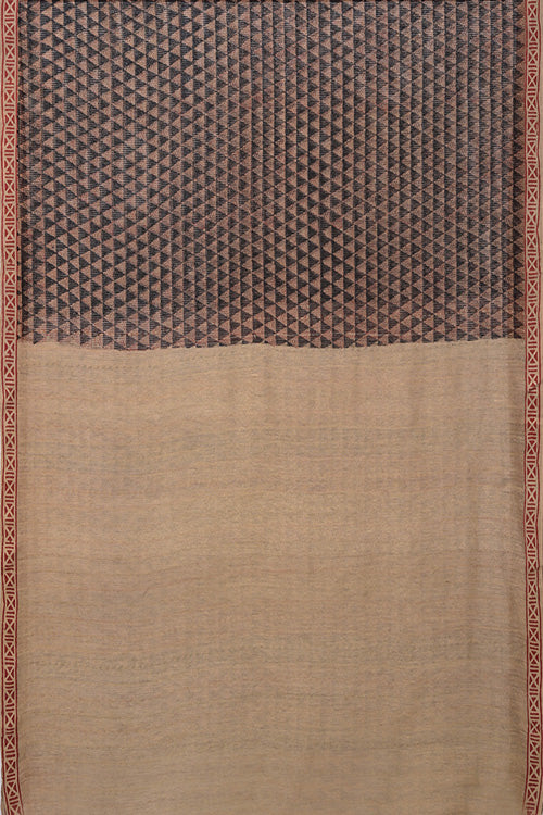 Natural Dye Block Print Silk Sari - Image 4