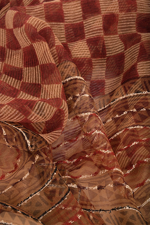 Natural Dye Block Print Silk Sari-5 - Image 2
