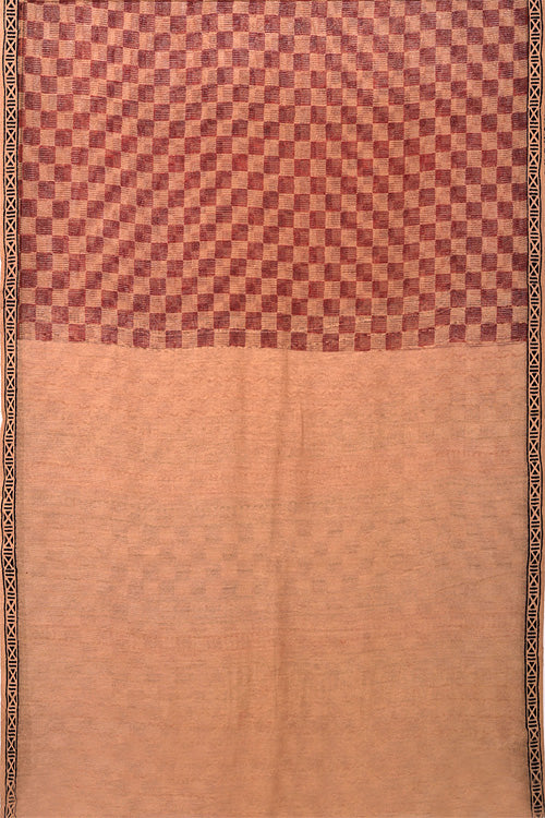 Natural Dye Block Print Silk Sari-5 - Image 4