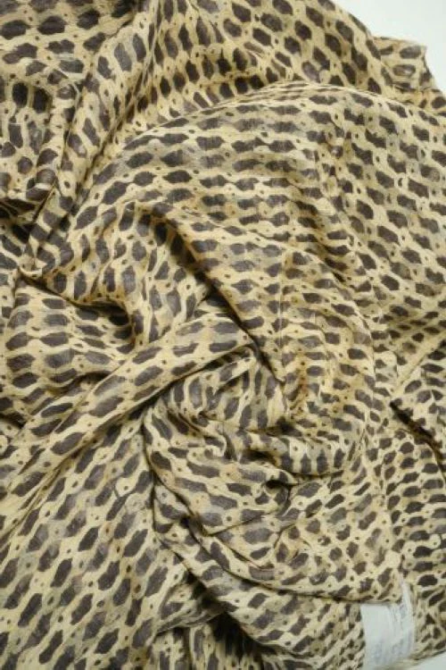 Creative Bee Natural Dye Block Print Tussar Fabric - Halda And Black - Image 3