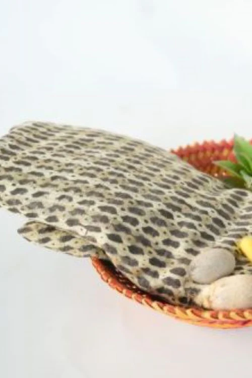Creative Bee Natural Dye Block Print Tussar Fabric - Halda And Black - Image 4