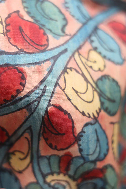 Creative Bee Natural Dye Hand-Painted Kalamkari Silk Fabric X 0.50 mtr - Image 2