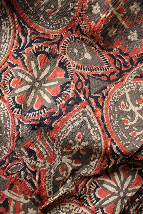 Natural Dyed Block Printed Cotton Fabric 'Zyon' - Image 2