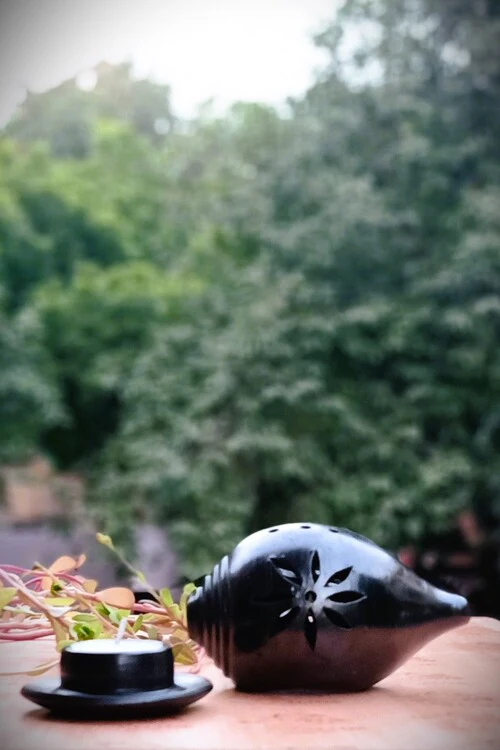 Terracotta by Sachii Nizamabad Black Pottery "Shankh" Diya - Image 2