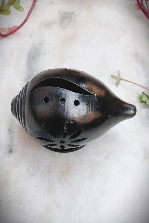 Terracotta by Sachii Nizamabad Black Pottery "Shankh" Diya - Image 3