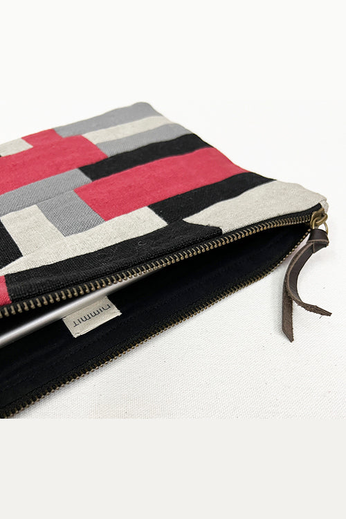 Nimmit Creations NM Repurpose Horizontal Grey Multi Patched Pouch - Image 2