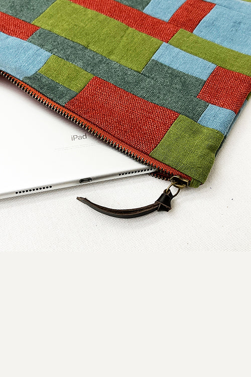 Nimmit Creations NM Repurpose Horizontal Red-Green Patched Pouch - Image 3