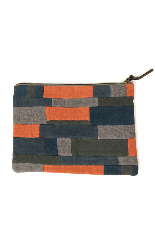 Nimmit Creations NM Repurpose Horizontal Rusty-Grey Patched Pouch