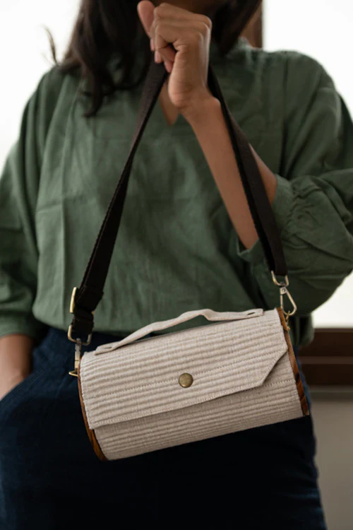 Lukka Chuppi Oat & Cocoa Round Clutch - Changeable Sleeve - Image 2