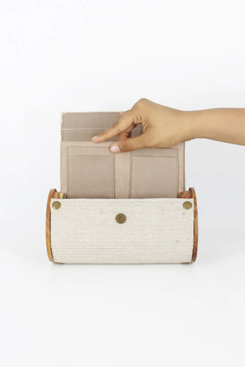 Lukka Chuppi Oat & Cocoa Round Clutch - Changeable Sleeve - Image 5