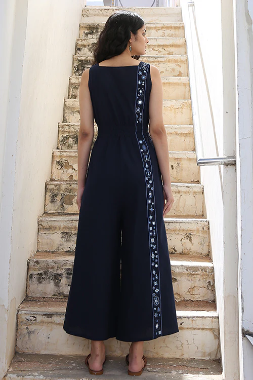 Okhai 'Ocean Tide' Hand Embroidered Mirror Work Jumpsuit - Image 3