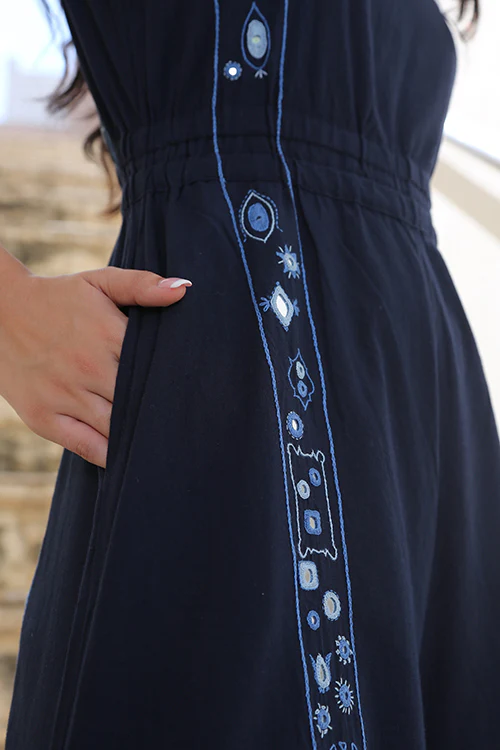 Okhai 'Ocean Tide' Hand Embroidered Mirror Work Jumpsuit - Image 5