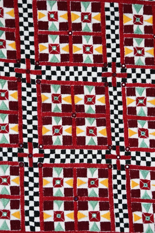 Okhai 'AABHA' Hand Embroidered Mirror Work Pure Cotton Wall Hanging - Image 3