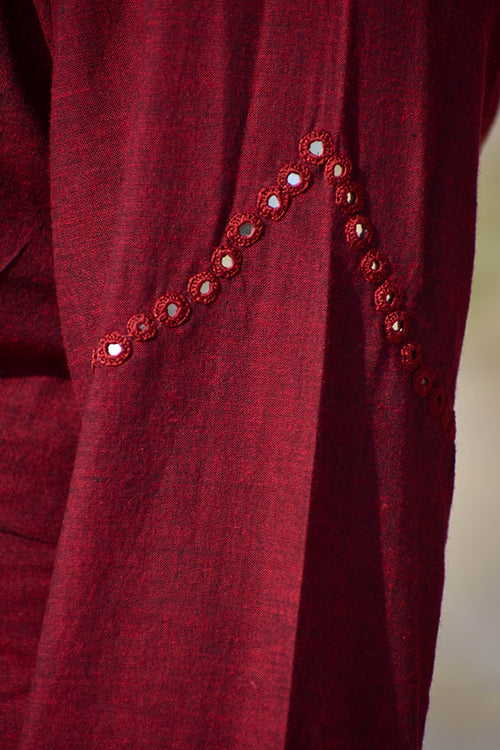 Okhai "Aafreen" Hand-Embroidered Mirrorwork Pure Cotton V-neckline Dress - Image 9