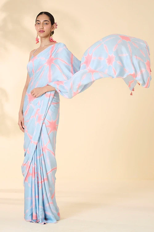 Okhai "After Rain" Tie-and-Dye Modal Silk Saree with Blouse Piece - Image 3