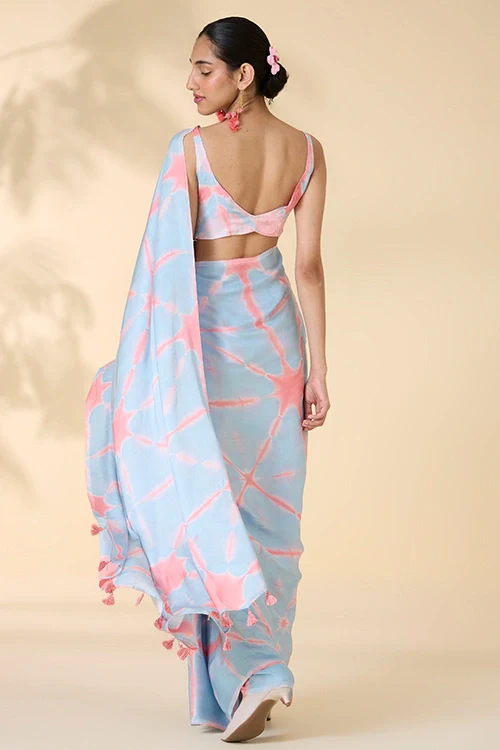 Okhai "After Rain" Tie-and-Dye Modal Silk Saree with Blouse Piece - Image 4