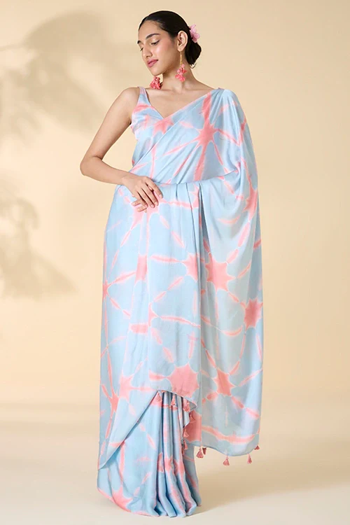 Okhai "After Rain" Tie-and-Dye Modal Silk Saree with Blouse Piece - Image 6