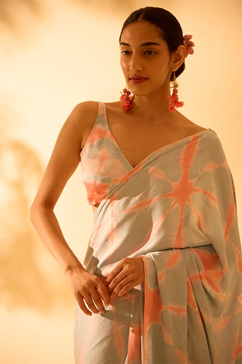 Okhai "After Rain" Tie-and-Dye Modal Silk Saree with Blouse Piece - Image 8