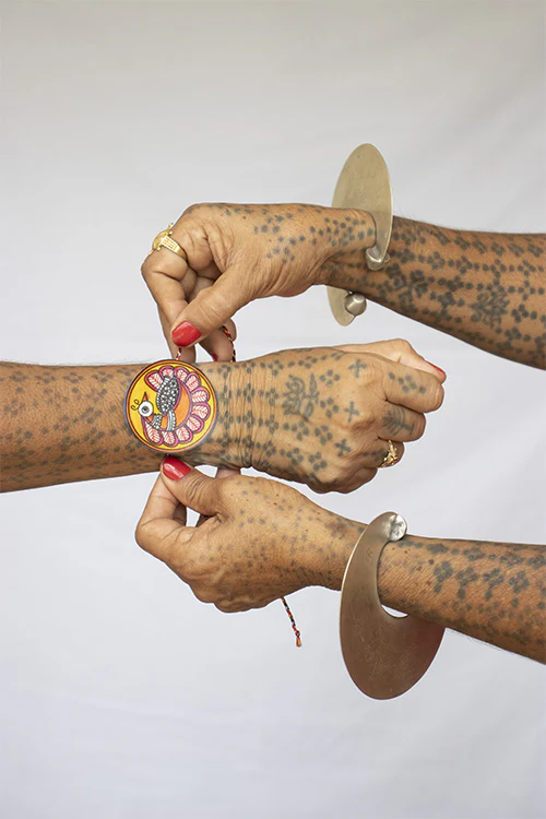 Okhai 'Amara' Peacock Madhubani Paint Rakhi - Image 2