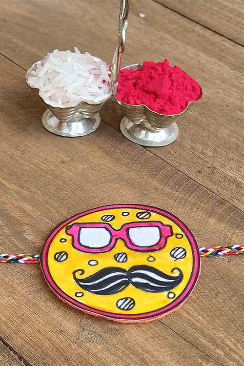 Okhai 'Amara' Yellow Madhubani Paint Rakhi - Image 2