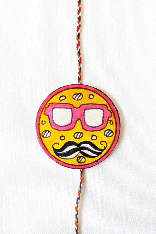 Okhai 'Amara' Yellow Madhubani Paint Rakhi - Image 3