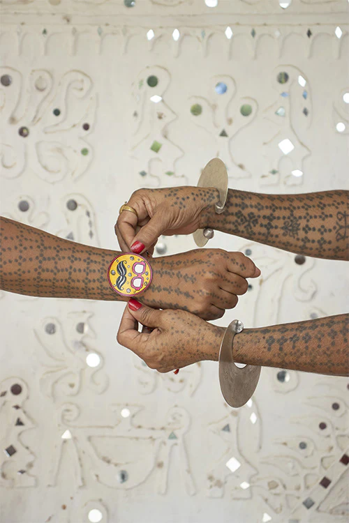 Okhai 'Amara' Yellow Madhubani Paint Rakhi - Image 4