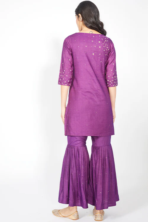 Okhai 'Angelic' Embroidered Kurta Sharara Dupatta Set - Image 3