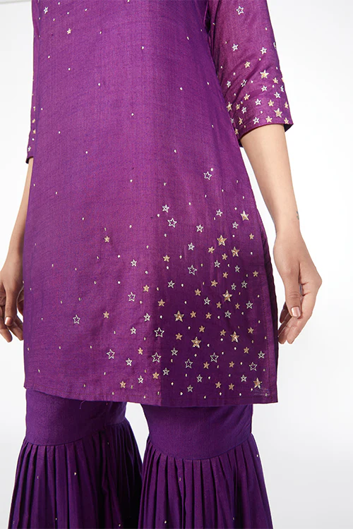 Okhai 'Angelic' Embroidered Kurta Sharara Dupatta Set - Image 5