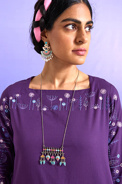 Okhai 'Artistic' Pure Cotton Hand Embroidered Mirror Work Kurta - Image 6
