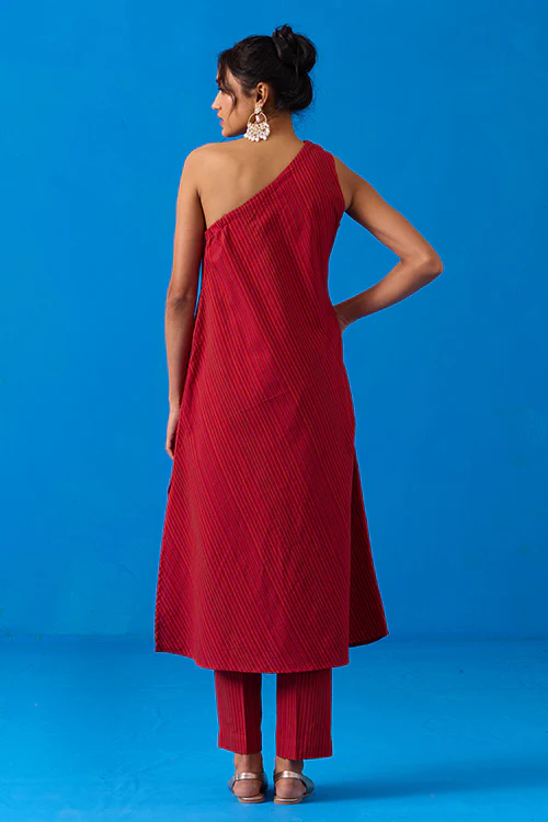 Okhai "Astralis" Hand-Embroidered Mirrorwork Pure Cotton Ikkat Kurta Pant Set - Image 4