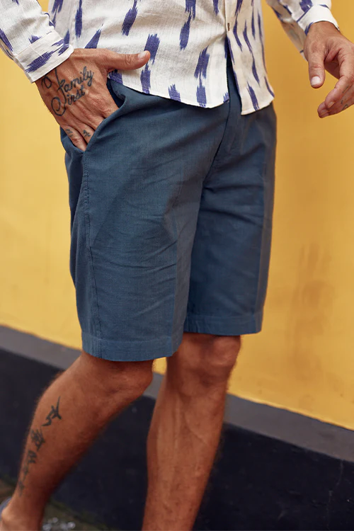 Okhai 'Authentic' Pure Cotton Blue Shorts (Inseam 8") - Image 3