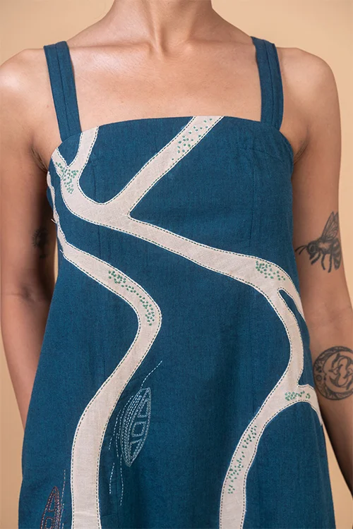 Okhai "Backwater" Hand Applique and Embroidery work Pure Cotton Dress - Image 2