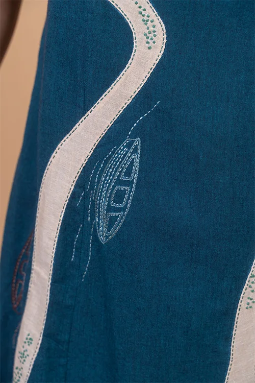 Okhai "Backwater" Hand Applique and Embroidery work Pure Cotton Dress - Image 3