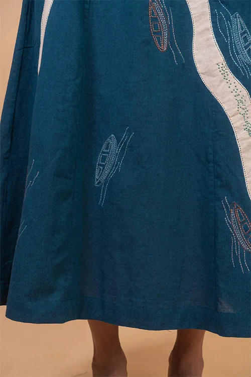 Okhai "Backwater" Hand Applique and Embroidery work Pure Cotton Dress - Image 4