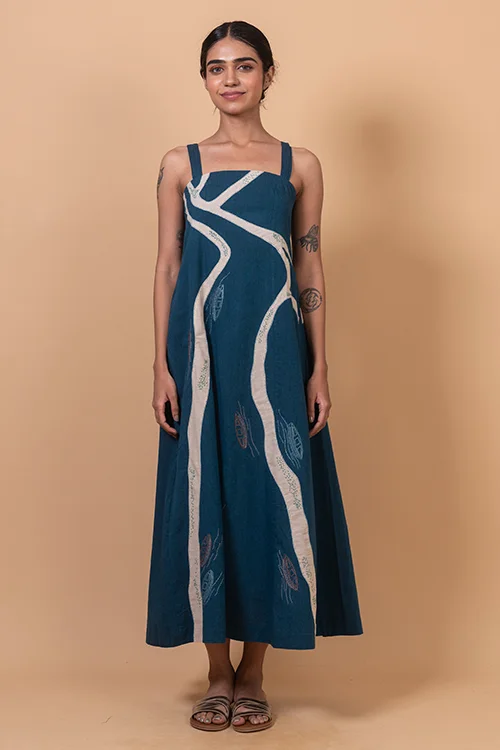 Okhai "Backwater" Hand Applique and Embroidery work Pure Cotton Dress - Image 7
