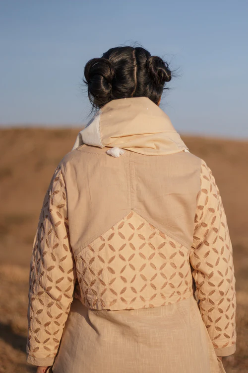Sadhna Beige F/S Cutwork Crop Jacket - Image 3
