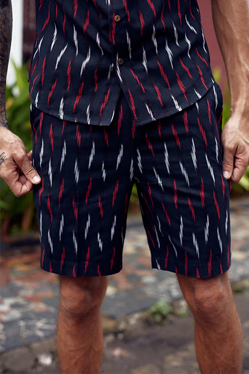 Okhai 'Belief' Pure Cotton Ikat Shorts (Inseam 8") - Image 3