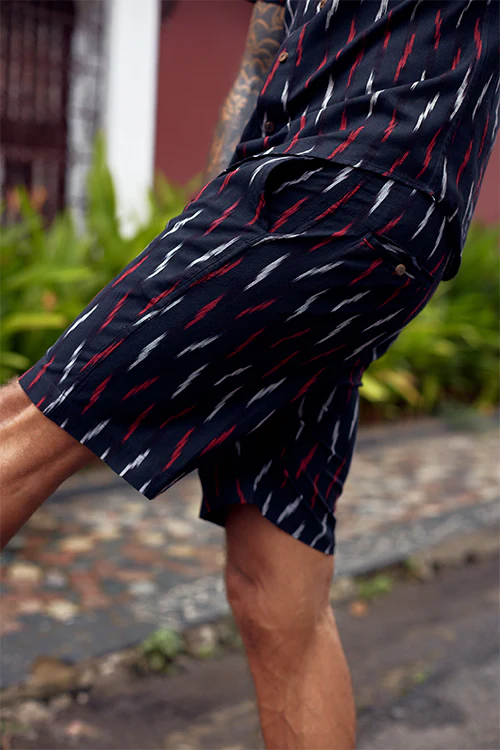 Okhai 'Belief' Pure Cotton Ikat Shorts (Inseam 8") - Image 4