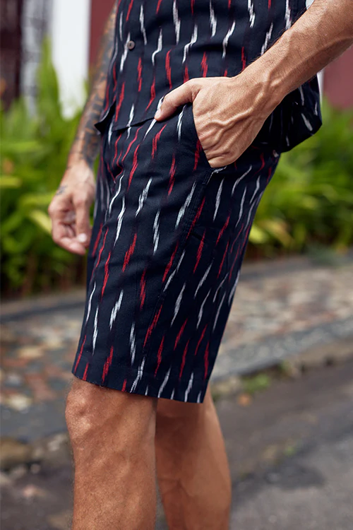 Okhai 'Belief' Pure Cotton Ikat Shorts (Inseam 8") - Image 5